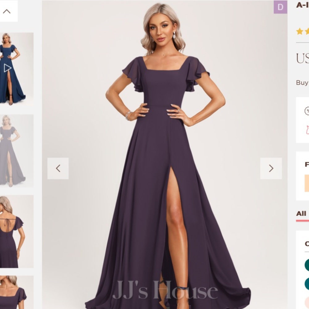 JJS HOUSE chiffon bridesmaid dress plum size  4